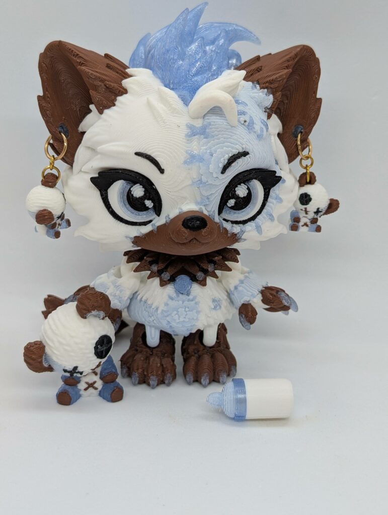 Lupa wolf doll no skulls, glow in the dark, with earrings