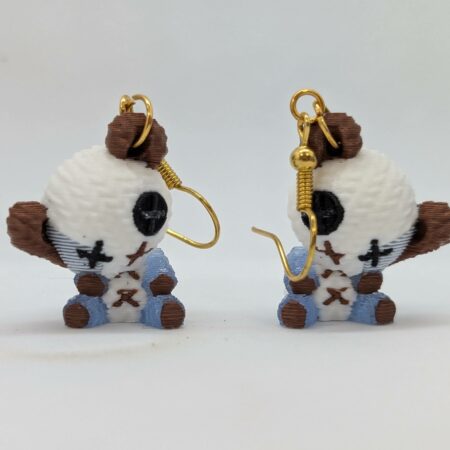 Tiny Teddy bear earrings with blue glow accents