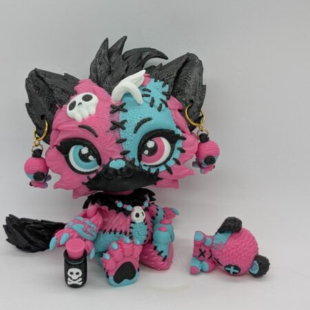 Lupa Wolf doll Hot Pink, Teal and black